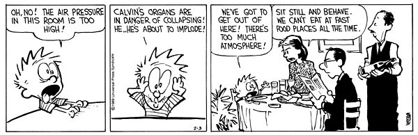 Calvin having tea