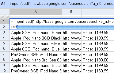 Google Spreadsheets ImportFeed