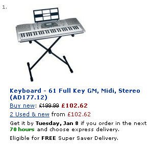 MIDI keyboard on Amazon