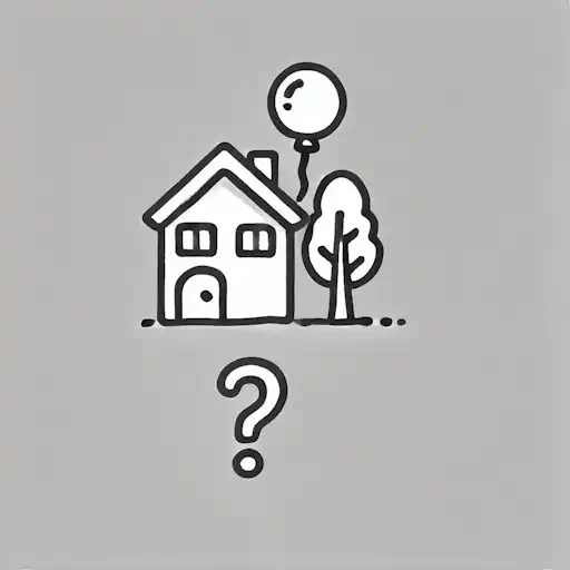 A simple drawing of a recognizable object, like a house, a tree, or a balloon, in a cartoonish style. The object should be clear and easy to guess. Minimal background details to keep it simple.